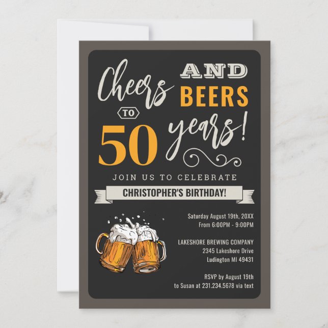 Invitation pour les 50 ans Modern Cheers and Beers (Devant)