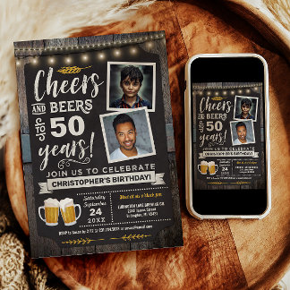 Invitation pour les 50 ans Photo Cheers and Beers