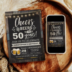 Invitation pour les 50 ans Surprise Cheers and Bee
