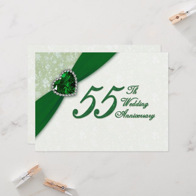 Invitation pour les 55 ans de mariage - Damask (Devant/Arrière en situation)