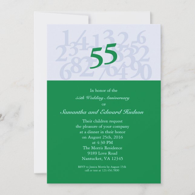 Invitation pour les 55 ans de mariage de Rubis (no (Devant)