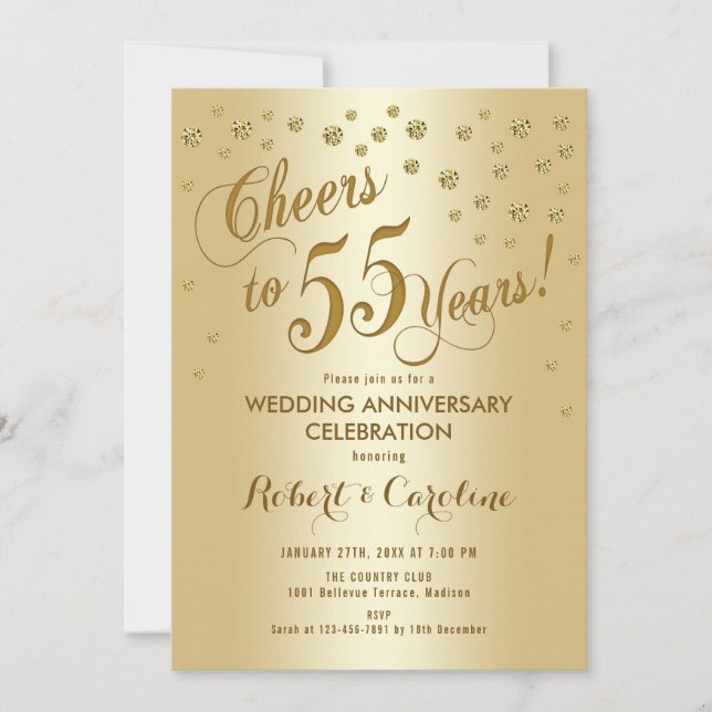 Invitation pour les 55 ans de mariage en or (Devant)