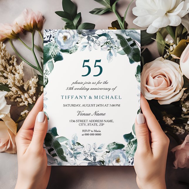 Invitation pour les 55 ans de mariage en vert émer (Créateur téléchargé)