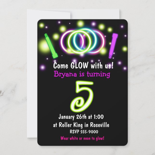 Invitation pour les 5 ans de GLOW Lights (Devant)