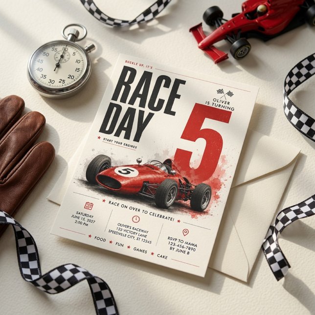 Invitation pour les 5 ans de Jour de Course | Form (Créateur téléchargé)