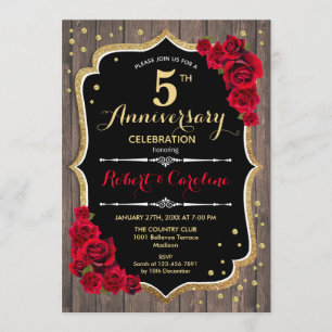 Invitation pour les 5 ans de mariage - Bois Rouge 
