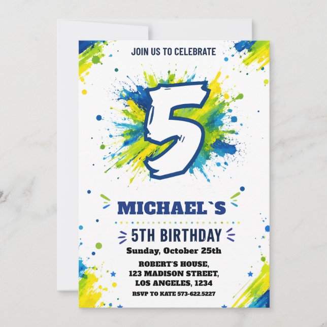 Invitation pour les 5 ans de Splash Paint pour gar (Devant)