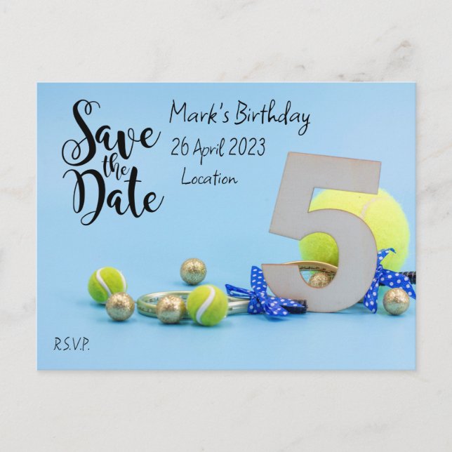 Invitation pour les 5 ans de Tennis "Save the Date (Devant)