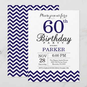 Invitation pour les 60 ans avec Chevron Bleu Marin