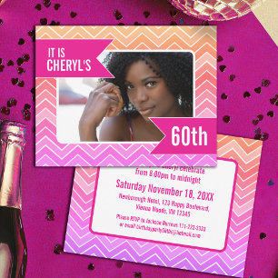 invitation pour les 60 ans avec graphique rose cor