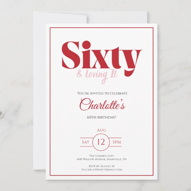 Invitation pour les 60 ans avec une typographie ro (Devant)
