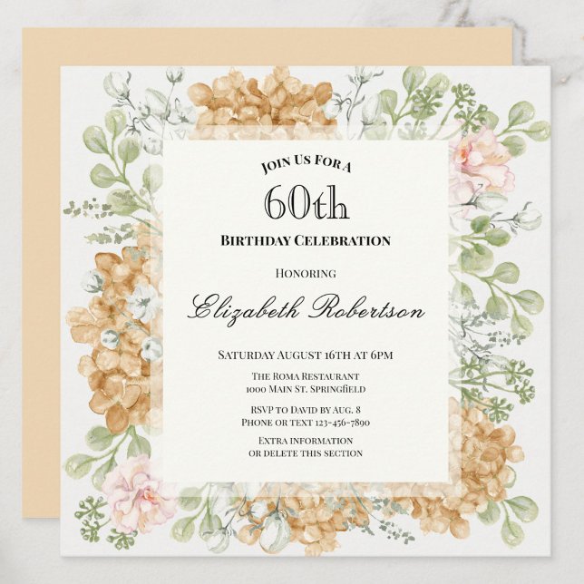 Invitation pour les 60 ans dans des couleurs d'aut (Créateur téléchargé)