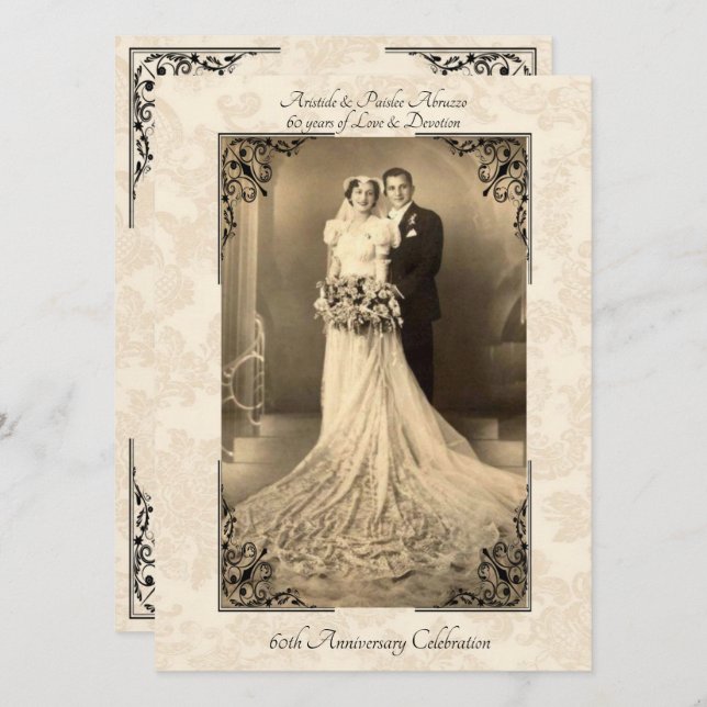 Invitation pour les 60 ans de mariage (Devant / Derrière)
