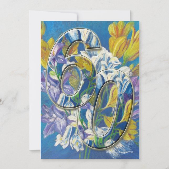 Invitation pour les 60 ans de mariage Freesias (Devant)