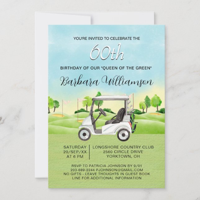 Invitation pour les 60 ans d'une golfeuse (Devant)