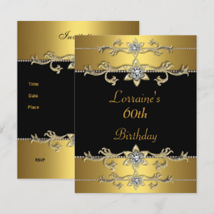 Invitation pour les 60 ans Élégant Noir Or