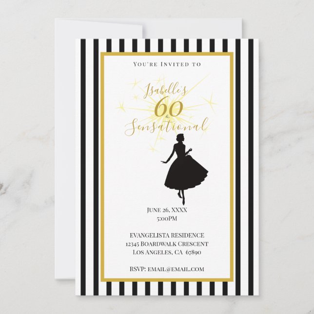 Invitation pour les 60 ans noir et or (Devant)