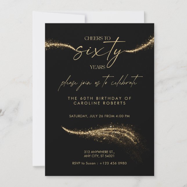 Invitation pour les 60 ans Royales Noir & Or   (Devant)