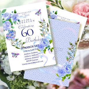Invitation pour les 60 ans Ruban Rose Bleue