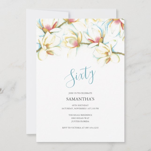 Invitation pour les 60 ans sous les Magnolias Blan (Devant)