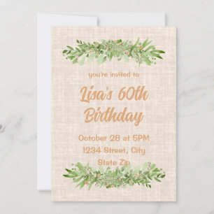 Invitation pour les 60 ans – Verdure en lin Soix