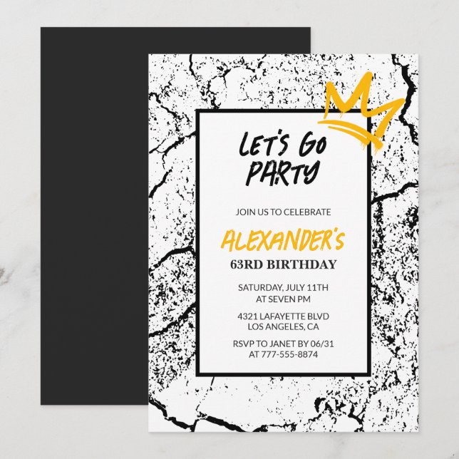 Invitation pour les 63 ans d'hommes noirs  Grunge  (Devant / Derrière)