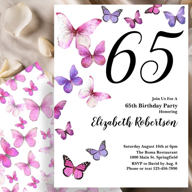 Invitation pour les 65 ans de Butterfly en rose/vi (Créateur téléchargé)