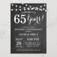 Invitation pour les 65 ans de mariage sur tableau 