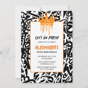 Invitation pour les 65 ans Fête Hommes Graffiti Pe