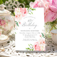 Invitation pour les 65 ans Fleurs roses féminines