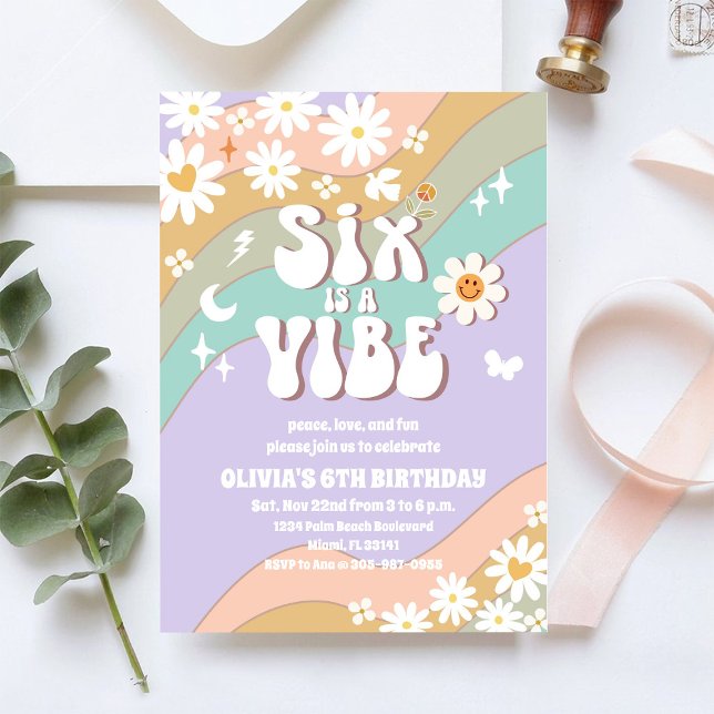 Invitation pour les 6 ans de Groovy Rainbow (Créateur téléchargé)