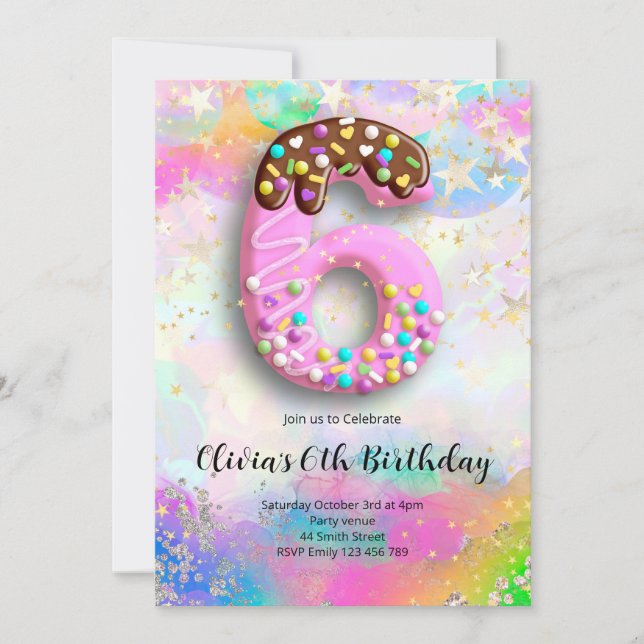 Invitation pour les 6 ans des filles (Devant)