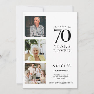 Invitation pour les 70 ans avec photo, simple et m