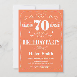 Invitation pour les 70 ans Corail et Blanc
