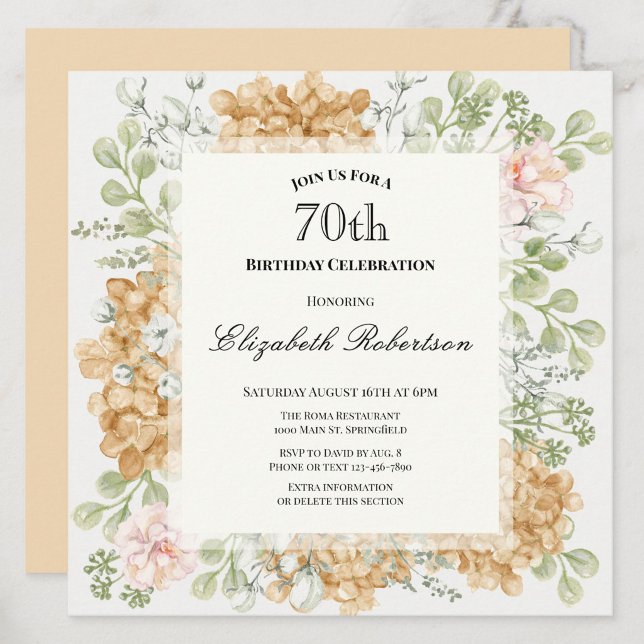 Invitation pour les 70 ans dans des couleurs d'aut (Créateur téléchargé)