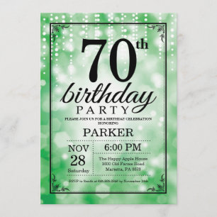 Invitation pour les 70 ans, Paillettes Vertes