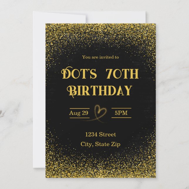 Invitation pour les 70 ans – Soixante-dix en or (Devant)