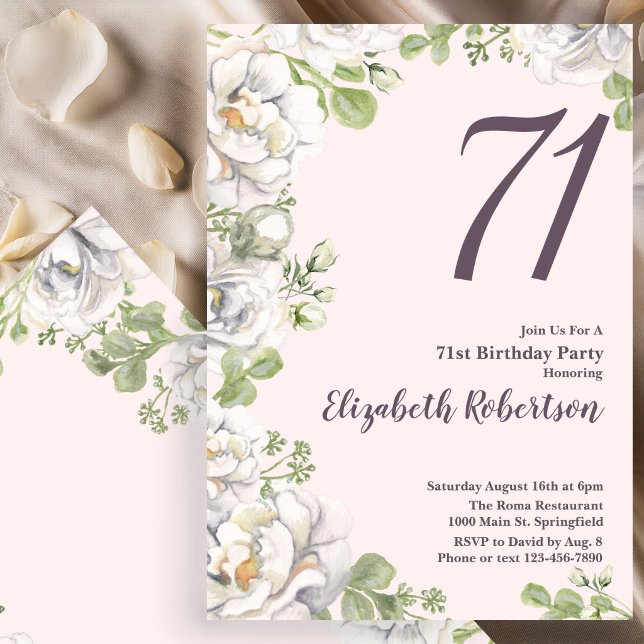 Invitation pour les 71 ans avec des pivoines flora (Créateur téléchargé)