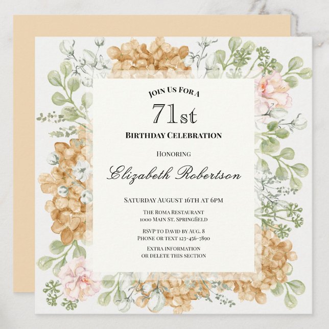Invitation pour les 71 ans dans des couleurs d'aut (Créateur téléchargé)