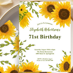 Invitation pour les 71 ans Tournesols Aquarelle