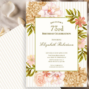 Invitation pour les 73 ans avec des fleurs élégant