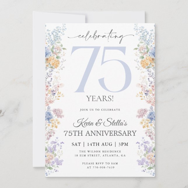 Invitation pour les 75 ans avec photo (Devant)