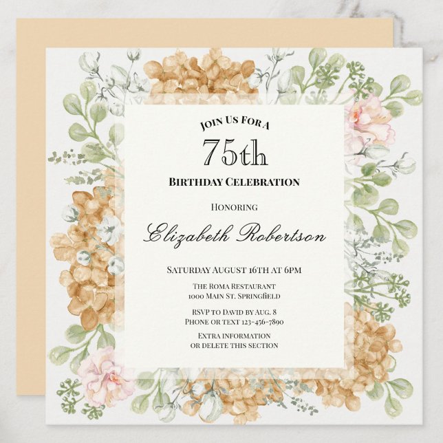 Invitation pour les 75 ans dans des couleurs d'aut (Créateur téléchargé)