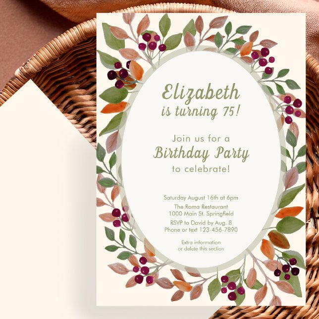 Invitation pour les 75 ans de couleur vert sauge a (Créateur téléchargé)