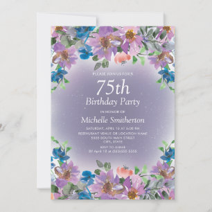 Invitation pour les 75 ans d'une femme avec des fl