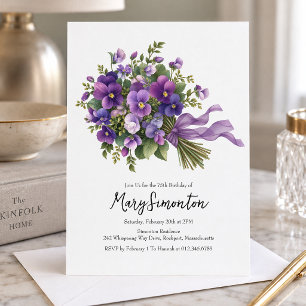 Invitation pour les 75 ans Fleurs Violettes