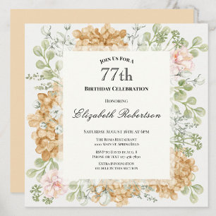 Invitation pour les 77 ans dans des couleurs d'aut