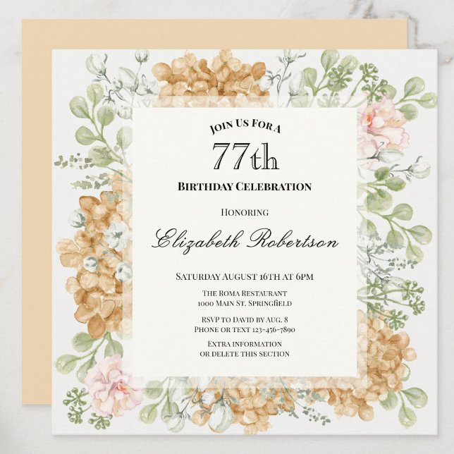 Invitation pour les 77 ans dans des couleurs d'aut (Créateur téléchargé)