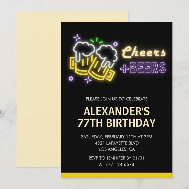 Invitation pour les 77 ans de Black Cheers Beer Dr (Devant / Derrière)