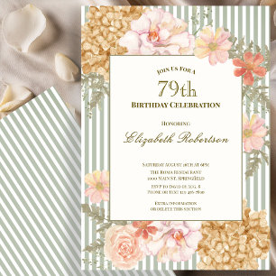 Invitation pour les 79 ans aux couleurs florales d